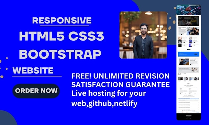 Gig Preview - Develop a custom HTML5,css3 professional website for your business