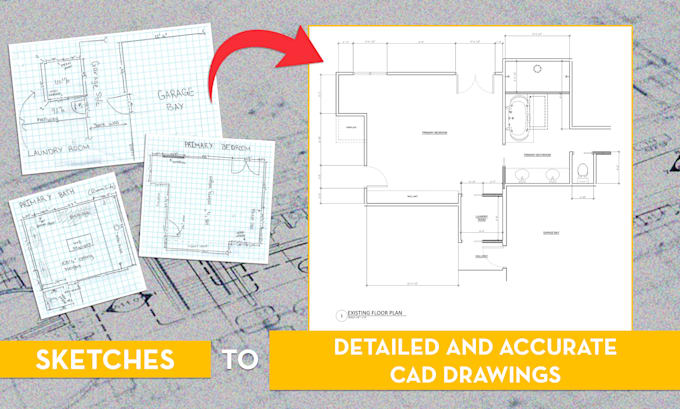 Gig Preview - Convert your PDF and sketches to plans and drawings in autocad