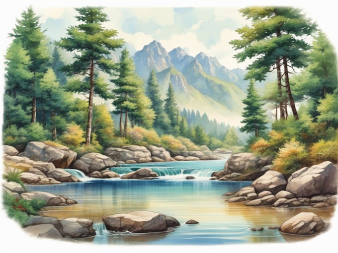 Gig Preview - Make  watercolor landscape scenery hand drawing illustration