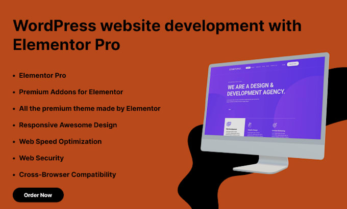 Gig Preview - Develop a responsive wordpress website or landing page using elementor