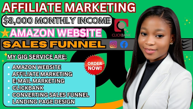 Gig Preview - Set up an affiliate marketing sales funnel clickbank amazon website