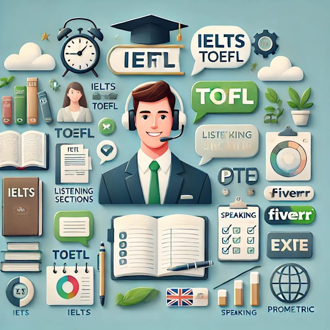 Gig Preview - Guide you on how to get best score in ielts toefl pet, prometric english exams