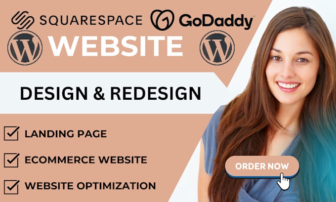 Gig Preview - Develop or design godaddy website redesign squarespace clone copy wordpress site