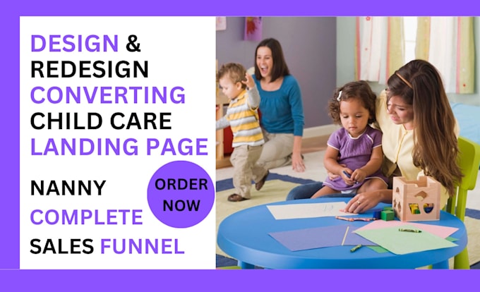 Bestseller - responsive child care landing page set up nanny sales funnel