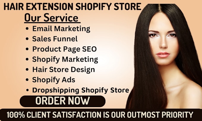 Gig Preview - Design shopify hair extension store shopify hair extension website hair store