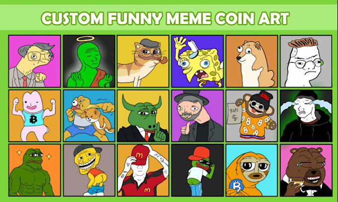 Gig Preview - 2d illustration for memecoin art, animated gif, funny art, pepe frog, solana art