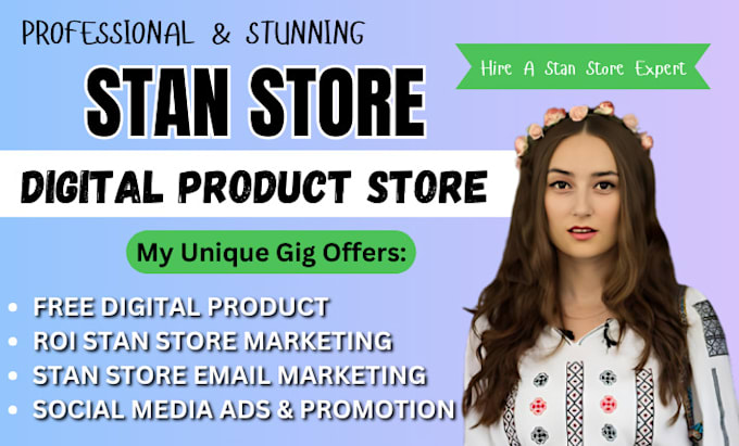 Gig Preview - Set up stan store tiktok shop etsy digital product manychat pinterest marketing