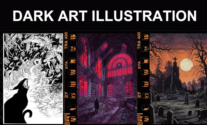 Gig Preview - Draw dark art horror death metal, tarot card illustration trash gore comic style