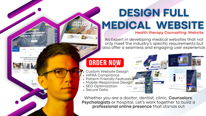 Gig Preview - Design medical website, mental health wellness counseling and therapy website