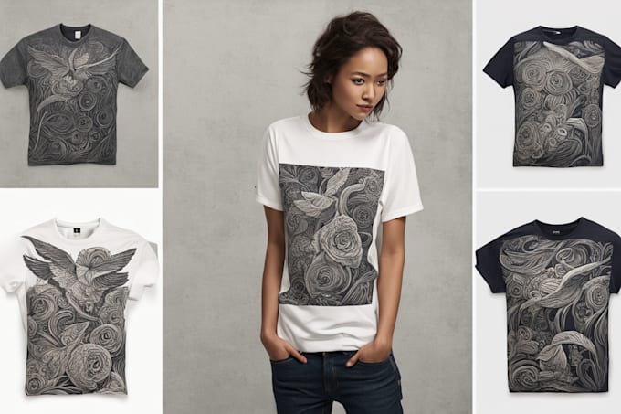 Gig Preview - Design a beautiful linocut t shirt in my art style