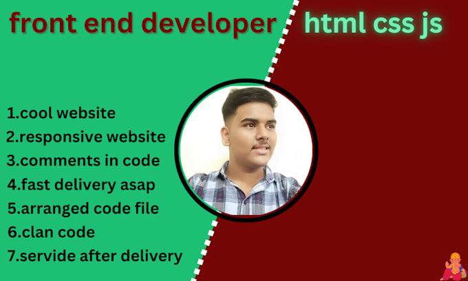 Gig Preview - Be your front end web developer using HTML,CSS, bootstrap,react js and jq