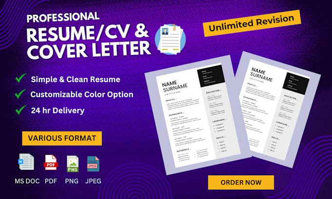 Gig Preview - Create a job winning resume and CV design