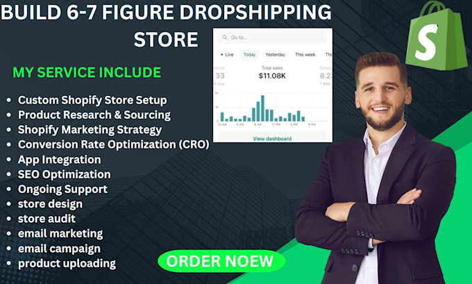 Gig Preview - Build profitable 6 to 7 figure shopify dropshipping store shopify marketing