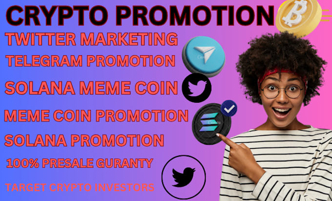 Gig Preview - Do crypto twitter marketing hit organic investor sellout sol meme coin, telegram