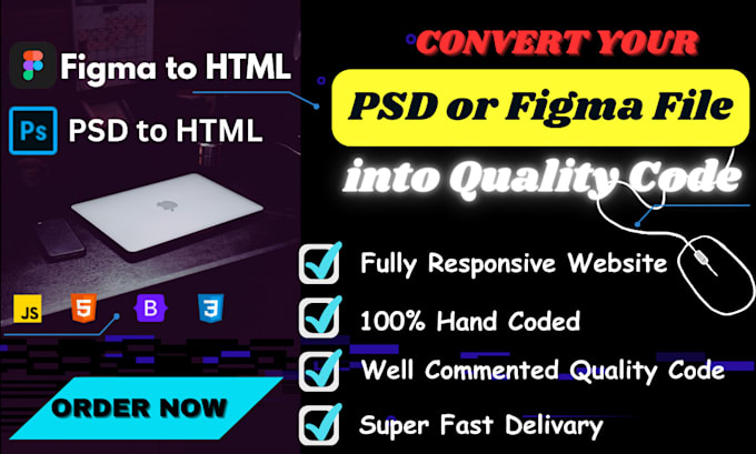 Gig Preview - Convert figma to HTML, PSD to HTML fully responsive