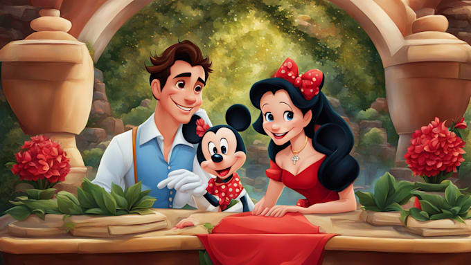 Bestseller - draw you cute disney couple portrait