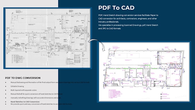 Gig Preview - Convert PDF and hand sketch into cad, dwg