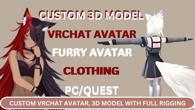 Gig Preview - Create custom vrchat avatar vrc avatar asset vfx mmd 3d model rigging uploading