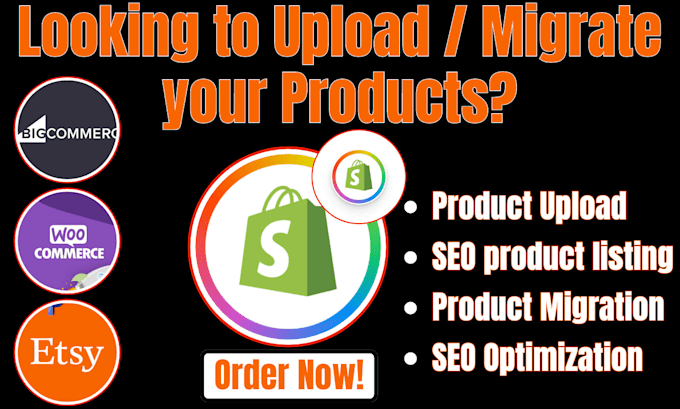 Gig Preview - Migrate upload add list product to etsy ebay shopify seo product listing upload