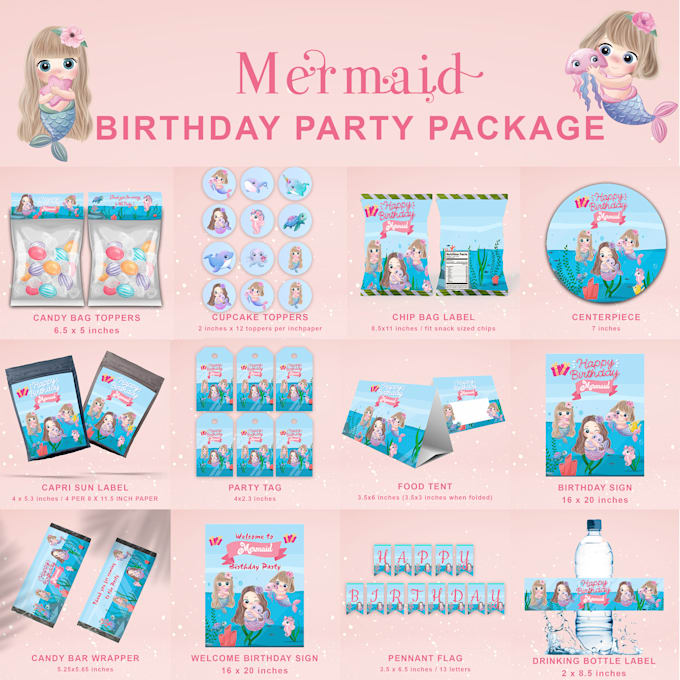 Gig Preview - Create customized printable birthday party package for kids