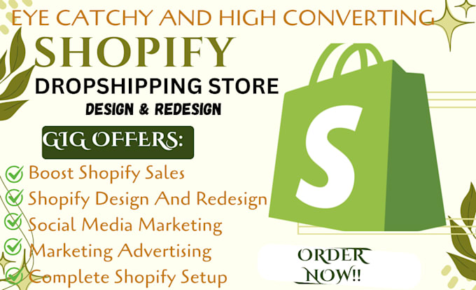 Gig Preview - Create automated shopify dropshipping, shopify website, shopify store design