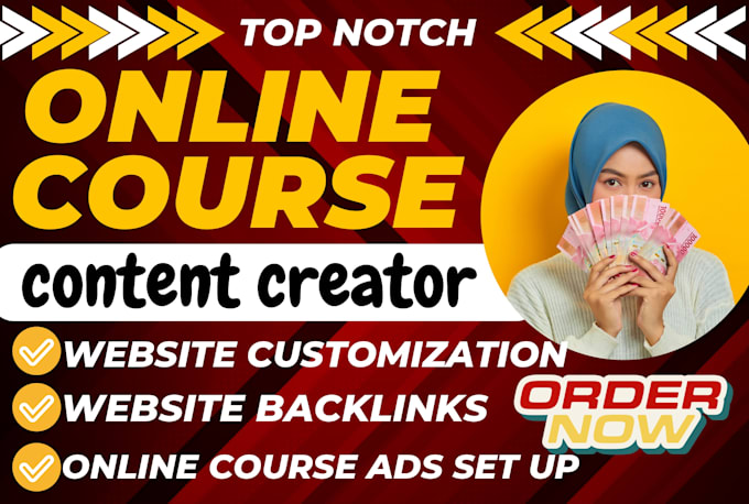 Gig Preview - Create online course content, online course website, thinkific kajabi google ads