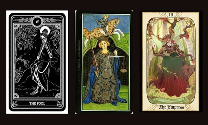 Gig Preview - Draw your tarot cards, vintage poster art deco retro in art nouveau style