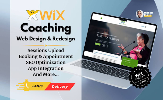 Gig Preview - Business coach website, life coaching website, wix website design, life coaching