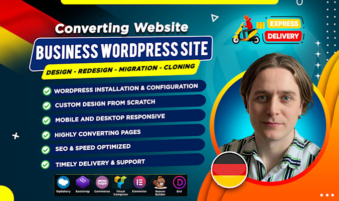 Gig Preview - Build mobile optimize business wordpress website design or redesign with SEO