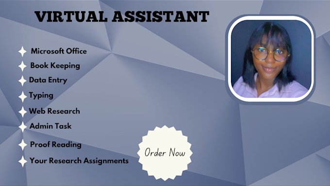 Gig Preview - Be your virtual assistant for data entry, research, and any admin support