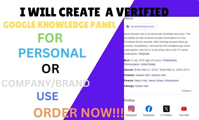 Bestseller - create standard google knowledge panel, knowledge panel for personal or company