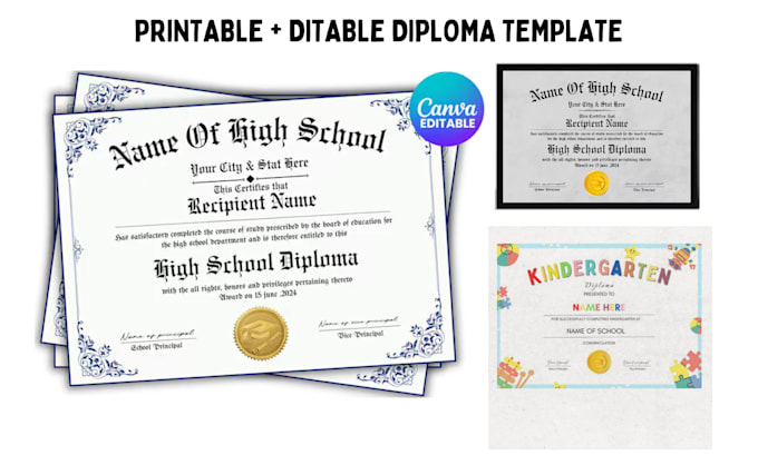 Gig Preview - Do certificate design, custom diploma template, editable printable designs