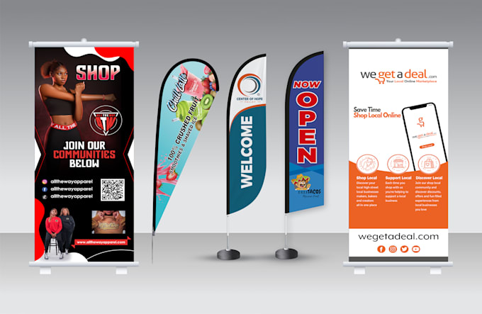 Gig Preview - Create feather flag roll up banner tear drop flag