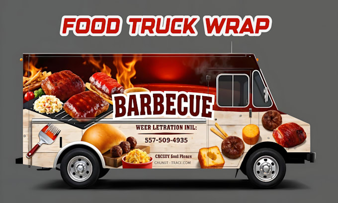 Gig Preview - Do eye catching food truck wrap design, food trailer