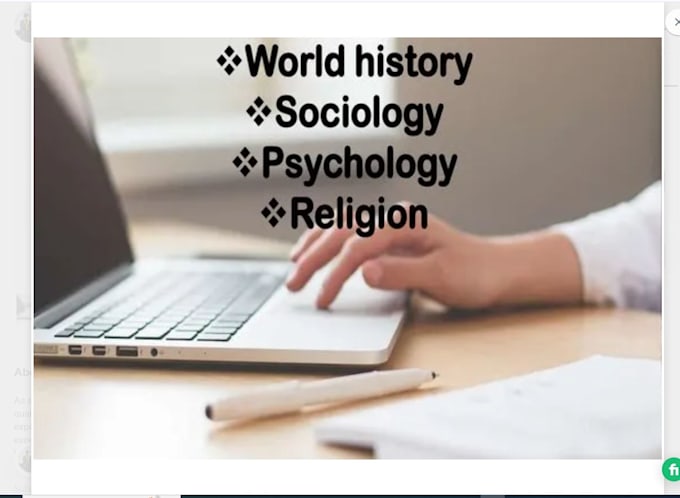 Gig Preview - Handle world history, sociology, psychology, religion and ethics tasks