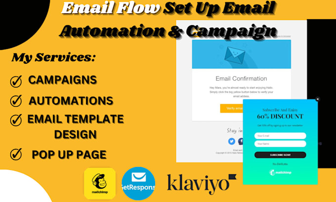 Gig Preview - Set up klaviyo email marketing flows and email automation for ecommerce shopify