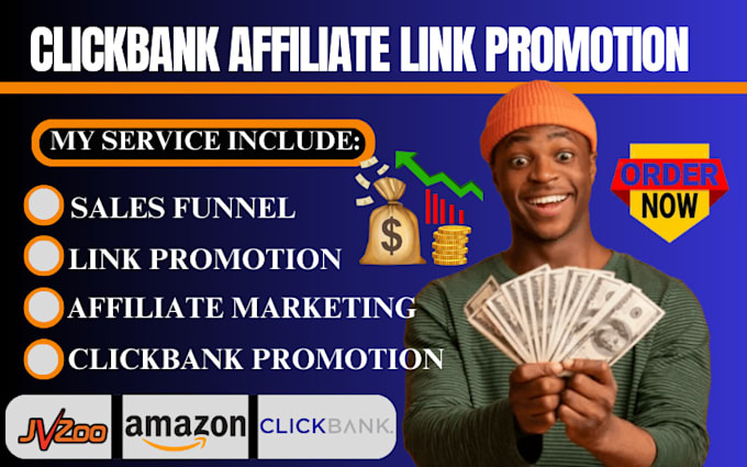 Gig Preview - Do clickbank affiliate link promotion sales funnel affiliate marketing  amazon