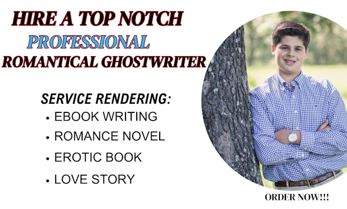 Gig Preview - Ghostwrite romance ebook as fiction ghostwriter, ebook, memoir, kids story book