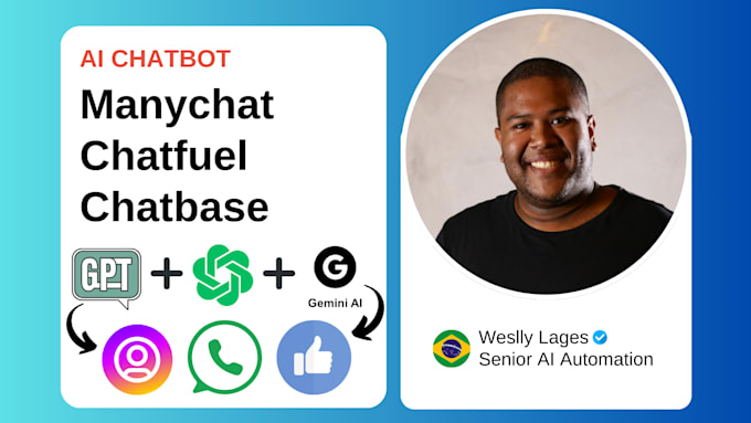 Gig Preview - Create ai chatbot for your business using chatgpt and manychat chafuel chatbase