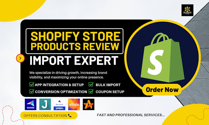 Gig Preview - Setup shopify product review judge me loox vitals trustoo yotpo fera ali reviews