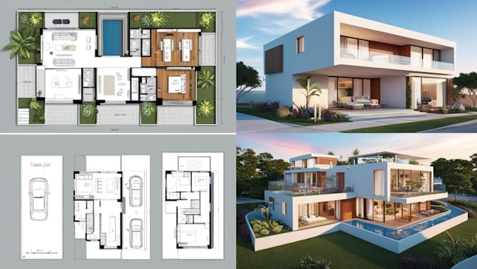 Gig Preview - Do architectural 2d drawings, 3d renderings 2d floor plans or interior exterior