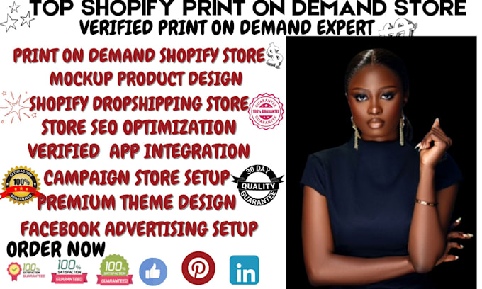 Gig Preview - Shopify print on demand dropshipping store, pod store on printify printful seo