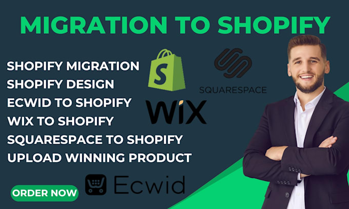 Gig Preview - Migrate ecwid to shopify, migration to shopify shopify design