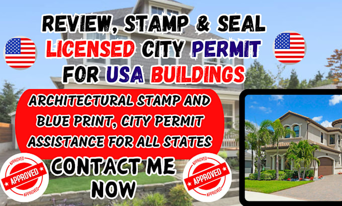 Bestseller - review, stamp, seal licensed city permit for USA floor plan, architectural stamp