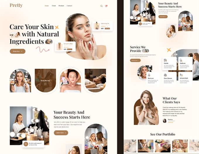 Gig Preview - Design a skin care, makeup, cosmetic, hair salon and beauty website