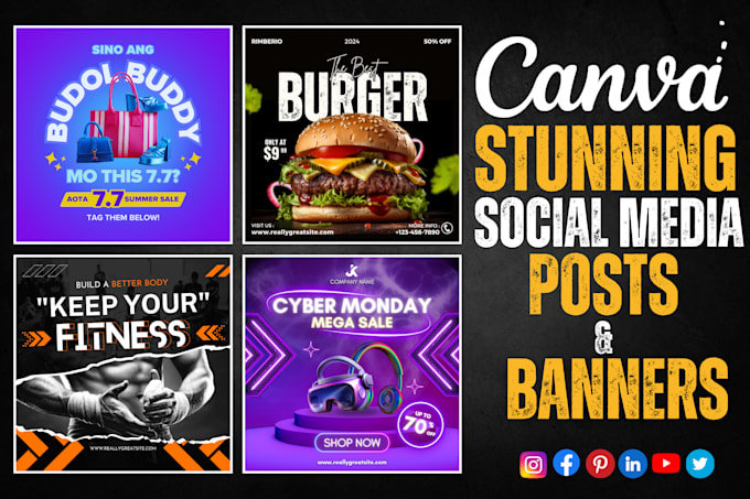 Gig Preview - Design eye catching social media posts in canva