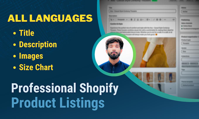 Gig Preview - Create and optimize shopify product listings in all languages