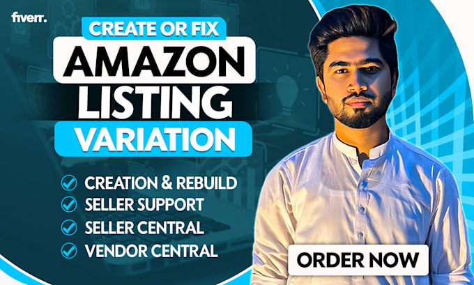 Gig Preview - Create amazon fba product listing and variation or fix error