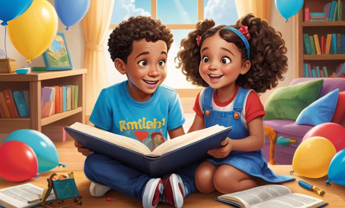 Gig Preview - Do christian children storybook featuring african american children illustration