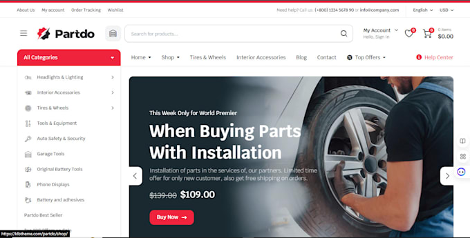 Gig Preview - Auto parts shopify store auto part shopify website automotive part shopify store